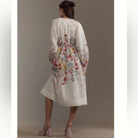 Nwt let me be long sleeve vneck Floral Midi Dress - Picture 3 of 7